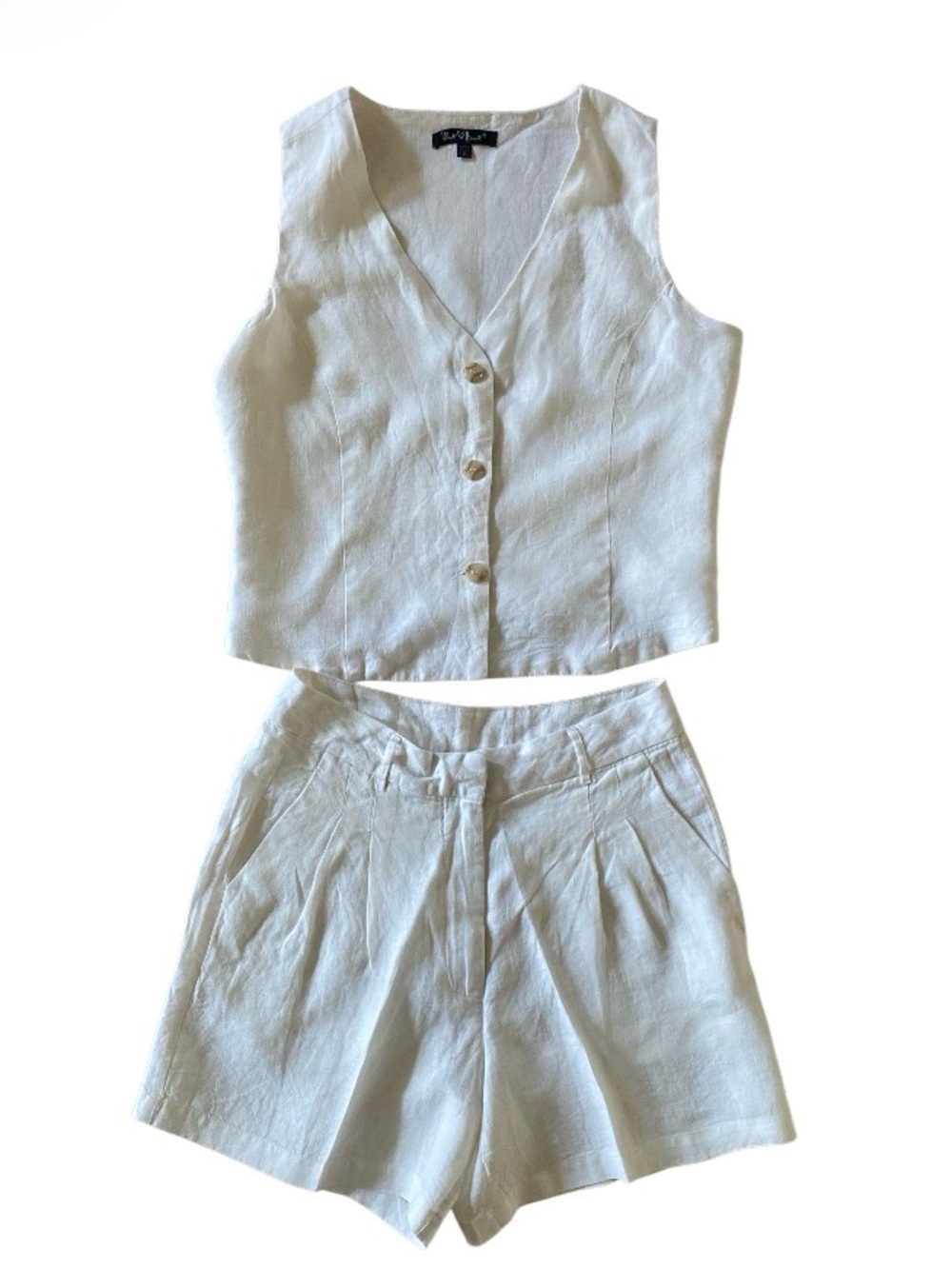 Linen Sleeveless Vest & High-Rise Shorts Set size S Velvet Heart - Picture 6 of 10